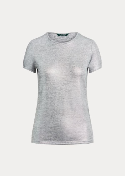 Playeras Ralph Lauren Mujer Plateados - Metallic - AFUWZ3904